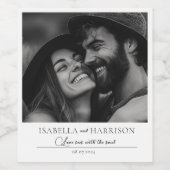 Love I Quote Paar Custom Photo Zwart-wit Wijn Etiket (Enkel label)