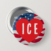 LOVE ICE HEART W/FLAG RONDE BUTTON 7,6 CM (Voorkant /achterkant)