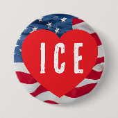 LOVE ICE HEART W/FLAG RONDE BUTTON 7,6 CM (Voorkant)