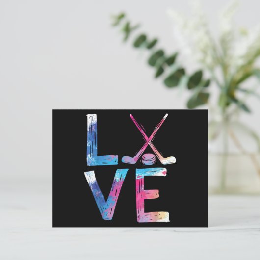 Love Ice Hockey Girls Hockey Gifts Womens Ice Hock Briefkaart (Staand voorkant)