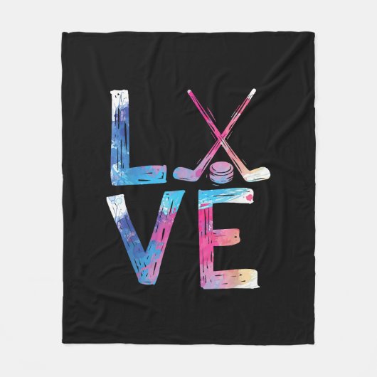 Love Ice Hockey Girls Hockey Gifts Womens Ice Hock Fleece Deken (Voorkant)