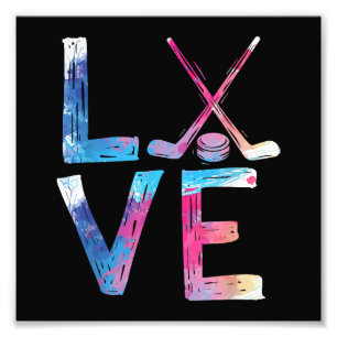 Love Ice Hockey Girls Hockey Gifts Womens Ice Hock Foto Afdruk