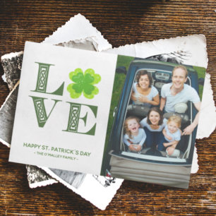 LOVE Ierse Keltische Shamrock St. Patrick's Day Fo Feestdagenkaart