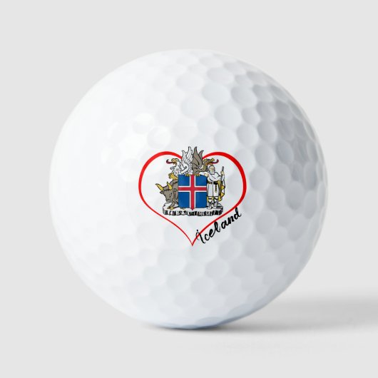Love IJsland Golf Balls, IJslandse vlag, Heart Golfballen (Voorkant)