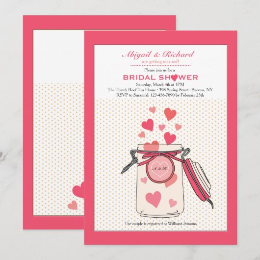 Love in a Jar Shower Invitation Kaart (Voorkant / Achterkant)