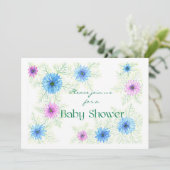 'Love-in-a-mist' Baby shower Uitnodiging (Staand voorkant)