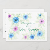 'Love-in-a-mist' Baby shower Uitnodiging (Voorkant / Achterkant)