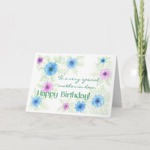'Love-in-a-mist' Birthday Kaart for Mother-in-Law