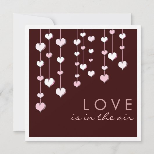 Love in Air Hearts Engagement Party Invitation Kaart (Voorkant)