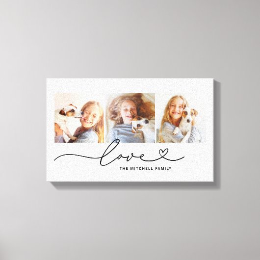 Love in Black Heart Script Custom Photo Collage Canvas Afdruk (Voorkant)