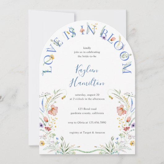 Love In Bloom Bloemen Kleurrijke Tuin Vrijgezellen Kaart (Voorkant)