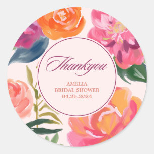 Love in bloom bloemstukken Bruidsdiner bedankt Ronde Sticker