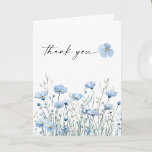 Love in Bloom Blue Bridal Shower Folded Thank You Bedankkaart<br><div class="desc">Create your own bridal shower thank you cards with your own custom message. This beautiful design features an arrangement of soft pastel beautiful wildflowers that are realistic and a modern script (editable color) font. See the entire collection for more matching items</div>