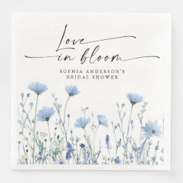 Love In Bloom Blue Bridal Shower Napkins Servet