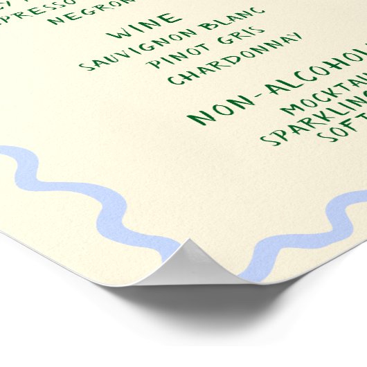 Love in Bloom Blue Green Cin Cin Bar Menu Poster (Hoek)