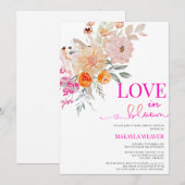 Love In Bloom BlushSpring Floral vrijgezellenfeest Kaart (Voorkant / Achterkant)