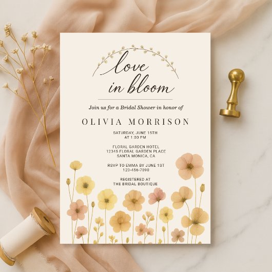 Love In Bloom Boho Bruiloftsfeest Kaart