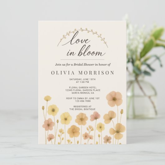 Love In Bloom Boho QR Code Bridal Shower  Kaart (Staand voorkant)