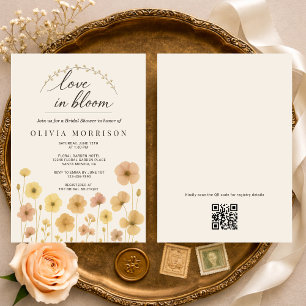 Love In Bloom Boho QR Code Bruiloftsfeest  Kaart