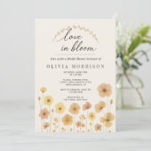 Love In Bloom Boho QR Code Bruiloftsfeest Kaart (Staand voorkant)