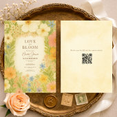 Love in Bloom Botanical QR Code Bridal Shower Kaart