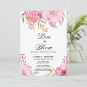 Love In Bloom botanische roze bloemen Vrijgezellen Kaart (Staand voorkant)