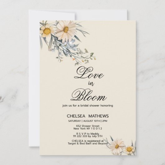 Love In Bloom botanische wilde bloemen Vrijgezelle Kaart (Voorkant)