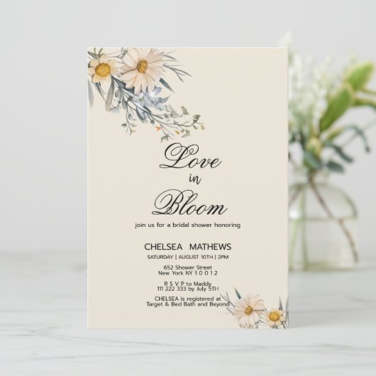 Love In Bloom botanische wilde bloemen Vrijgezelle Kaart (Staand voorkant)