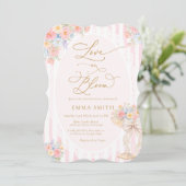 Love in Bloom Bow Champagne Bridal Shower Kaart (Staand voorkant)