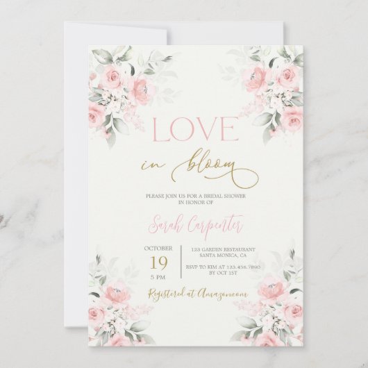 Love in Bloom Bridal Shower Invitation Kaart (Voorkant)