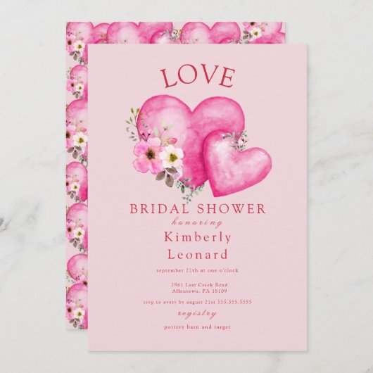 Love in Bloom Bridal Shower Invitation Kaart (Voorkant / Achterkant)