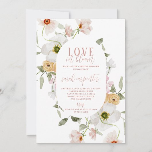 Love in Bloom Bridal Shower Invitation Kaart (Voorkant)