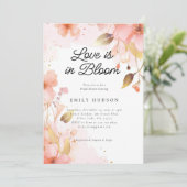 Love in Bloom Bridal Shower Invitation Kaart (Staand voorkant)