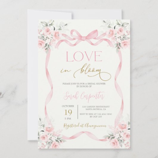 Love in Bloom Bridal Shower Invitation Kaart (Voorkant)