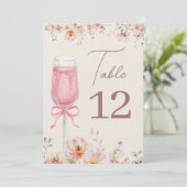 Love in Bloom Champagne Pink Bow Bridal Shower Kaart (Staand voorkant)