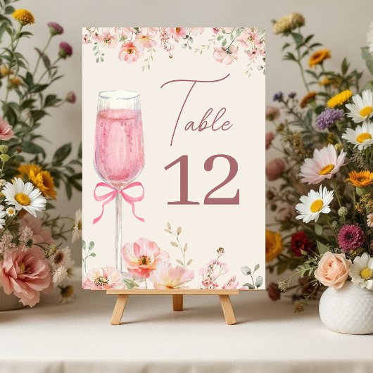 Love in Bloom Champagne Pink Bow Bridal Shower Kaart