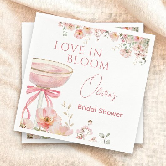 Love in Bloom Champagne Pink Bow Bridal Shower Servet