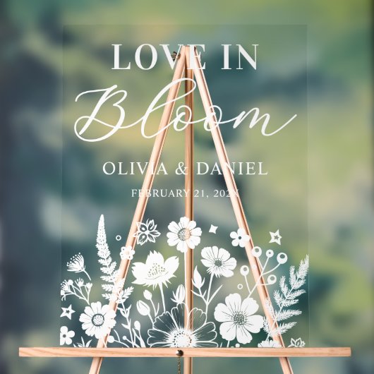 Love in Bloom Custom Wedding Welcome Acryl Bord (Neutraal)