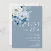 Love In Bloom Dusty Blue Floral Bridal Shower Kaart (Voorkant)