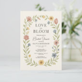 Love In Bloom Floral Bridal Shower Kaart (Staand voorkant)