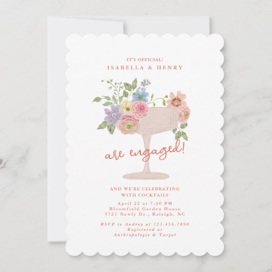 Love in Bloom Floral engagement party invitation Kaart (Voorkant)