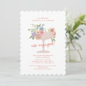 Love in Bloom Floral engagement party invitation Kaart (Staand voorkant)