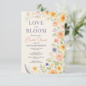 Love In Bloom Floral QR Code Bridal Shower Kaart (Staand voorkant)