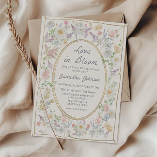 Love in Bloom Handwritten Floral Bridal Shower Kaart
