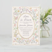 Love in Bloom Handwritten Floral Bridal Shower Kaart (Staand voorkant)