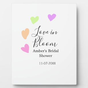 Love in Bloom kleurrijk hart bruidsfeest naam da Fotoplaat