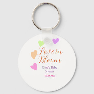 Love in Bloom kleurrijke hart baby shower naam reg Sleutelhanger