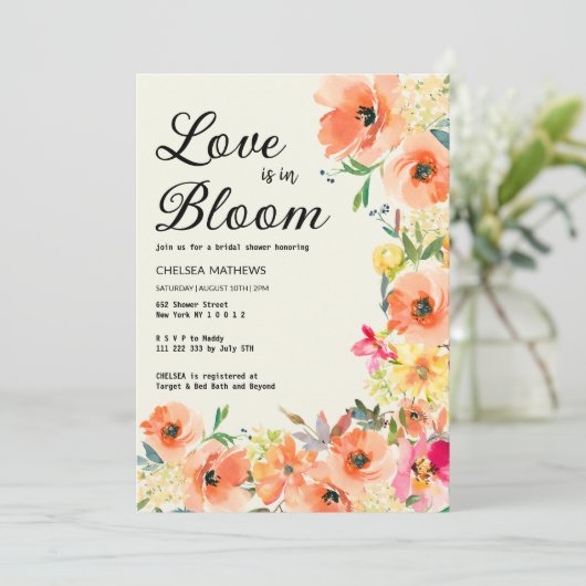 Love In Bloom kleurrijke zomerbloemen Vrijgezellen Kaart (Staand voorkant)