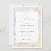 Love in bloom Modern Blue Flowers Bridal Shower   Kaart (Voorkant)
