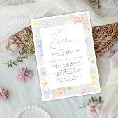 Love in bloom Modern Blue Flowers Bridal Shower   Kaart